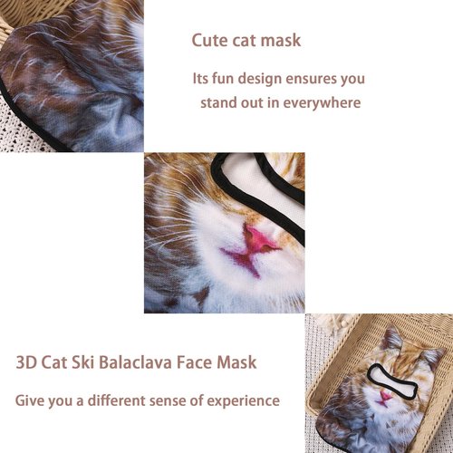 Persoshow 3D Cat Sheisty Ski Balaclava Face Mask with Ears Animal Ski Mask for Music Festivals Raves Ski Halloween Party Outdoor Activities