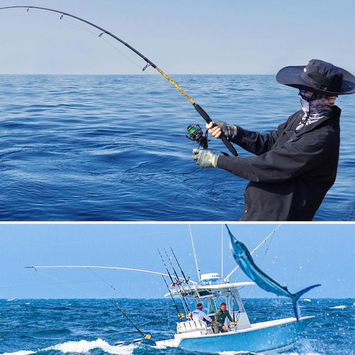 Sougayilang Spinning Rod Combo - MH Action Fishing Pole with Bait Feeder Reel for Catfish, Salmon, Steelhead Freshwater Saltwater Fishing- 7'0"/7'6" (7'6")