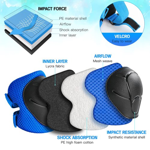 Toddler Kids Bike Helmet Set - Adjustable Cycling Helmet with Knee, Elbow Pads & Wrist Guards Sport Protective Gear Little Kid
