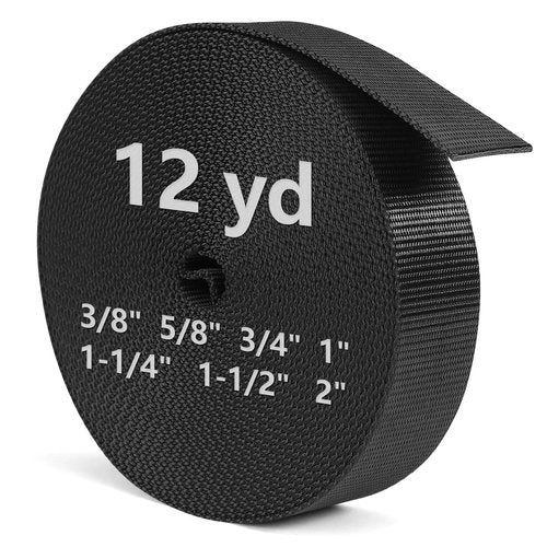 BEYOURD Extra Thick Webbing, Heavy Duty Nylon Straps, Flat Strapping for Outdoor DIY Gear Repair (1" x 12 Yard)