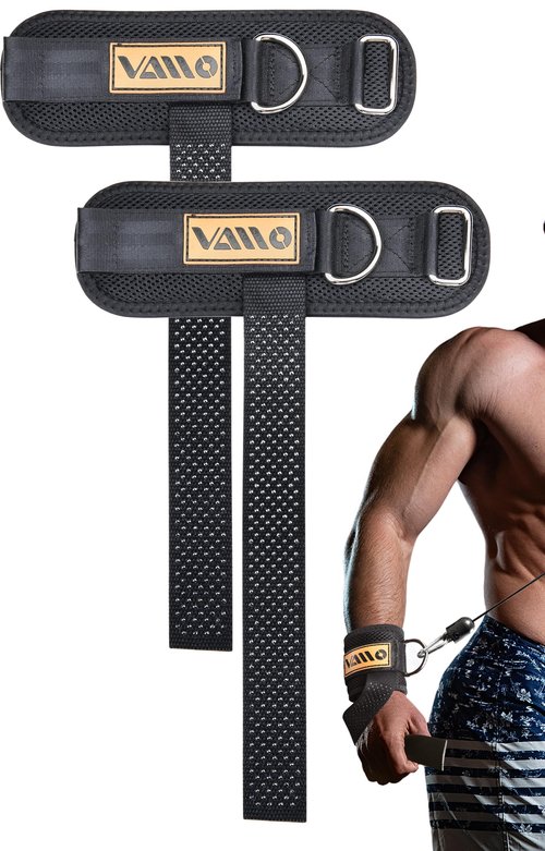 VAIIO 2Pcs Adjustable Weight Lifting Straps with D Ring | Original Non-Slip Dot Design for Deadlifts, Cable Machines & Powerlifting - 7mm Neoprene Padded Wrist Support with Breathable Mesh & Quick-Detach Hook-Loop - Reinforced Polyester-Cotton Straps for