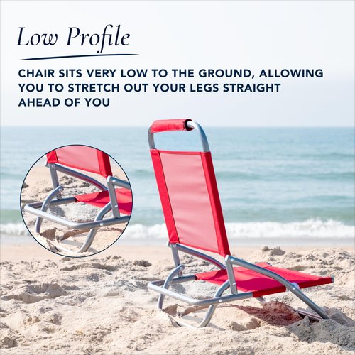 Caribbean Joe Folding Beach Chair, 1 Position Lightweight and Portable Foldable Outdoor Camping Chair, Red