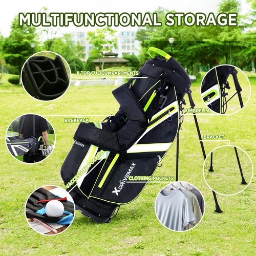 XDriveMax Golf Stand Bag, Lightweight Golf Bag with Stand for Men & Women Premium Golf Club Bags with Rain Cover,Cooler and Golf Accessory Kit,