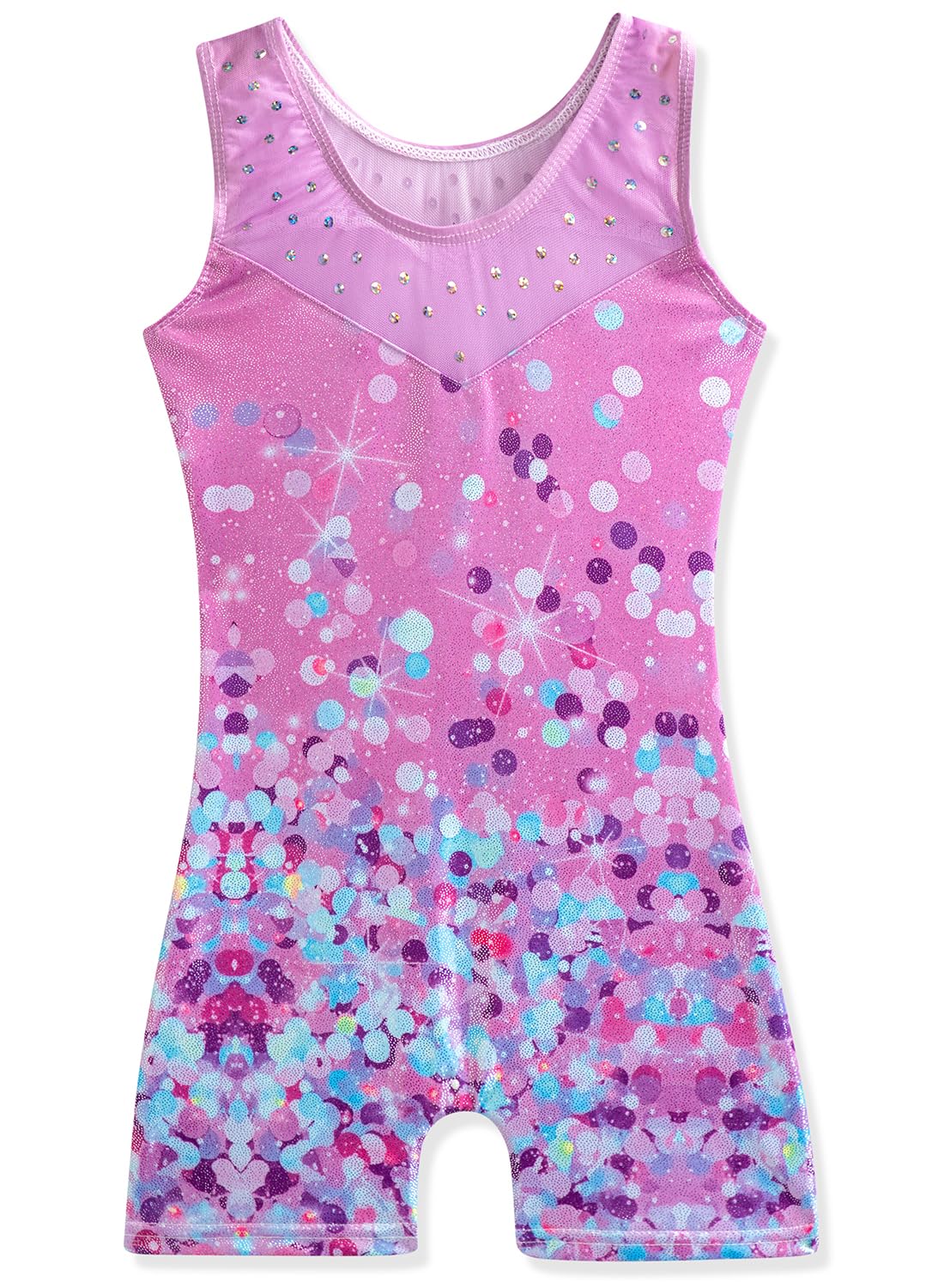 HOZIY Gymnastics Leotards for Girls 8-9 9-10 8-10 Years Purple Sequins Diamond Rhinestones Mesh Strap Tumbling Outfits Dance Clothes Apparel Sparkly