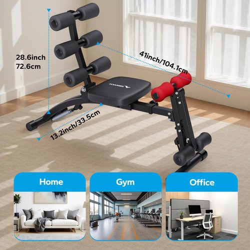 MERACH Ab Machine for Home Gym, Adjustable Ab Trainer Bench for Full Body Workout, Multi-Functional Sit Up Machine for Abdominal, Ab Exercise Chair with 300 LBS Weight Capacity for Women