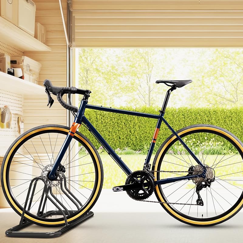 2-Bike Adjustable Floor Storage Rack - Black by Simple Houseware (Variation: Black+2-Compartment)