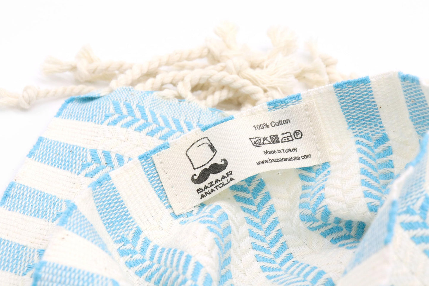 Bazaar Anatolia Turkish Beach Towel, 100% Cotton, 71x39 in, Arpa Turquoise