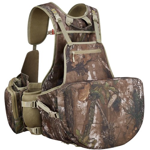 NEW VIEW Turkey Hunting Vest with Seat - Lightweight Camo Adjustable Fit, Removable Cushion and Large Game Bag Storage for Turkey Hunting