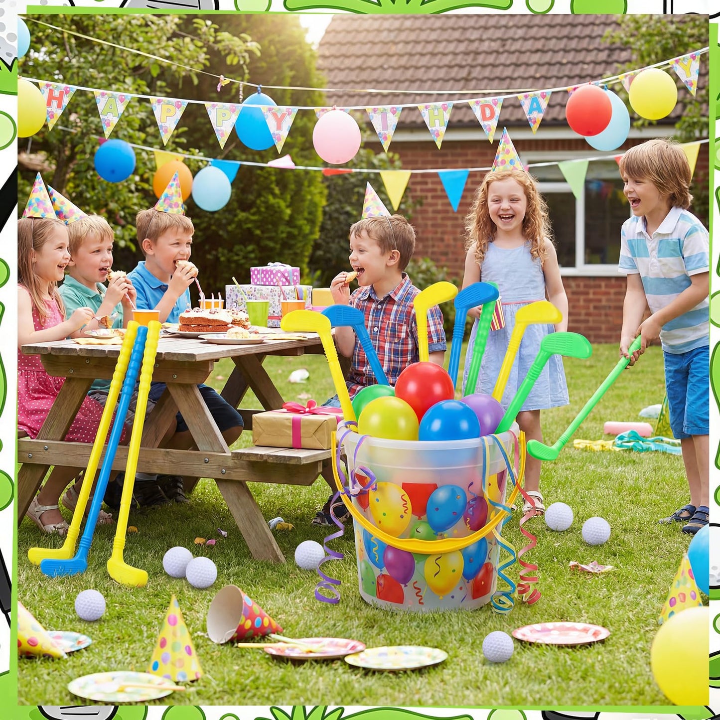 Teyva Daily 24 Pcs Plastic Mini Golf Clubs for Toddlers, Kids Golf Birthday Party Favors, Kids Clubs and Balls Toy Set, Toddlers Outdoor Indoor Lawn Sports for Boys Girls Party Supplies(Classic)