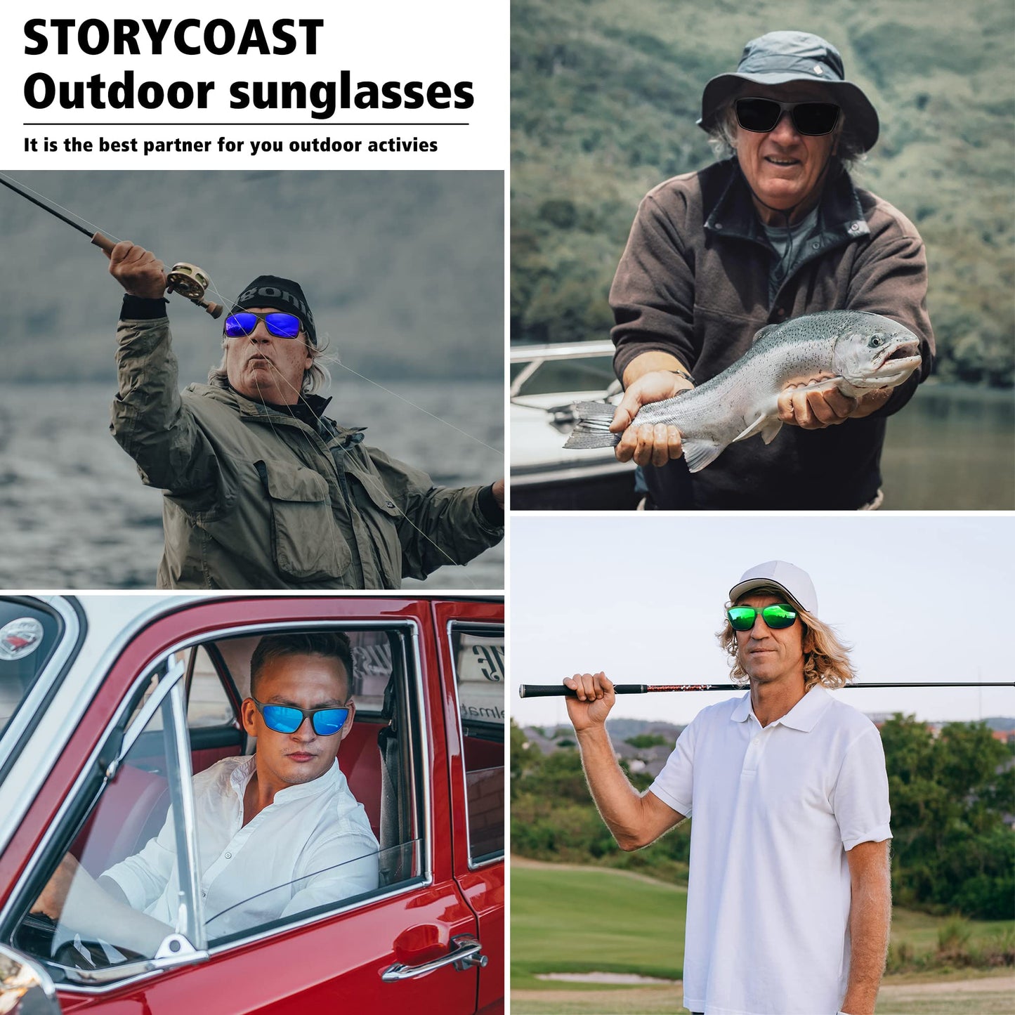 STORYCOAST Polarized Sports Sunglasses for Men Women Unbreakable Frame Cycling Fishing Driving 3Pack Black+Clear Gray Frame/Gray+Clear Gray Frame/Blue