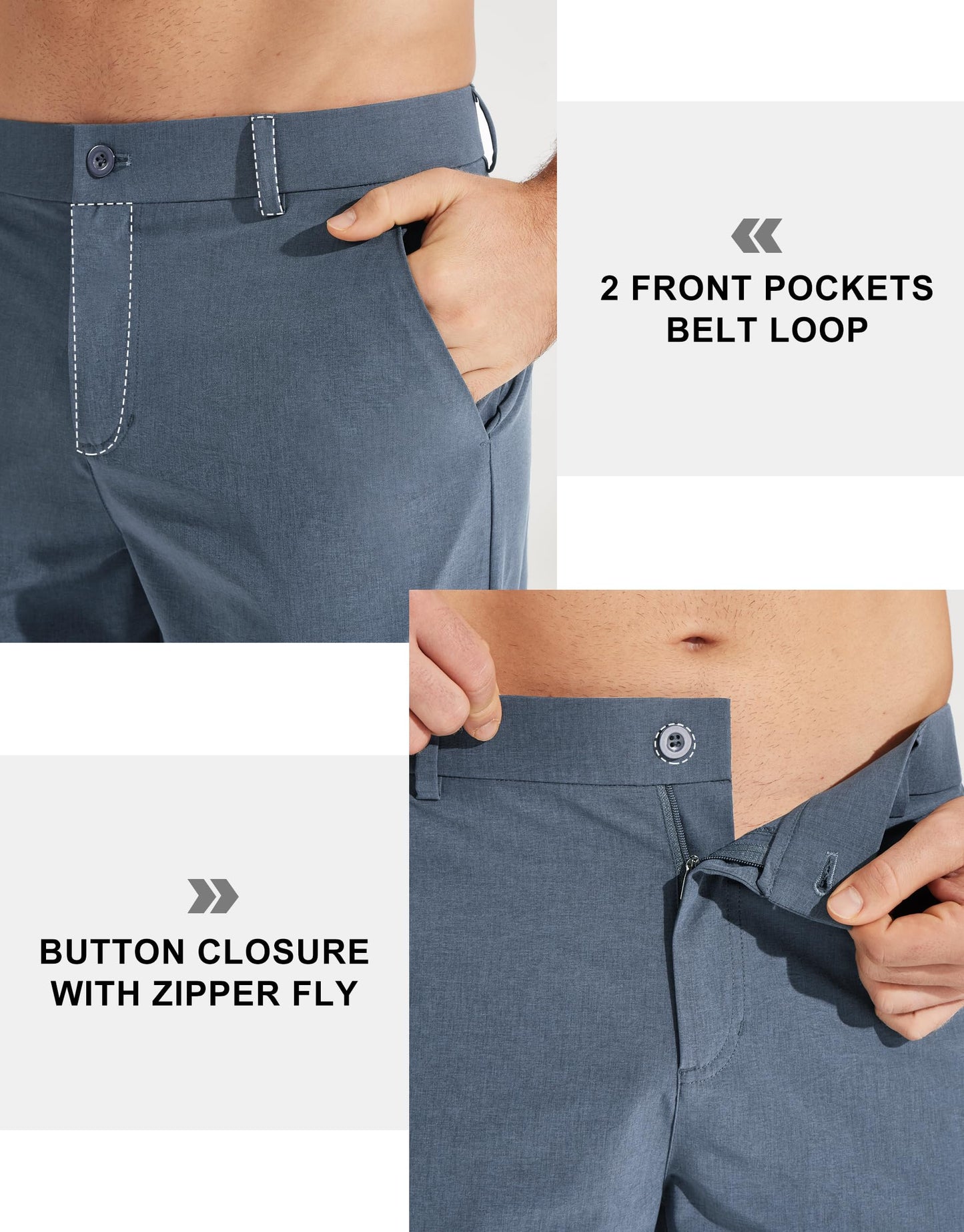 Libin Men's Golf Pants 30" Comfy Business Casual Pants Quick Dry Lightweight Fashion Outfits for Men Travel Vocation Dress Work, Ice Blue, 32W x 30L