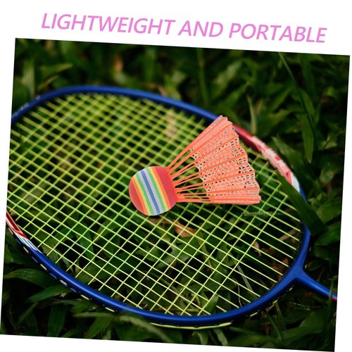 VANZACK 12Pcs Badminton Shuttlecocks for Durable Plastic Birdies for Play Lightweight Portable Rainbow Birdie Balls Set