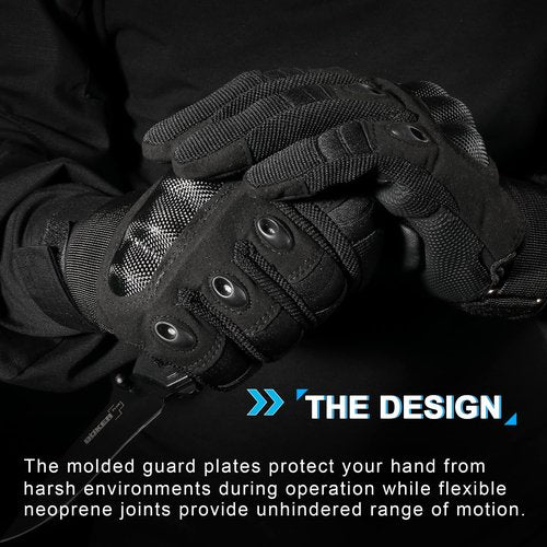 WTACTFUL Touchscreen Motorcycle Tactical Gloves for Men for Airsoft Paintball Cycling Motorbike MTB Bike ATV Hunting Hiking Riding Work Outdoor Sport Work Gloves Black Large