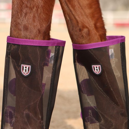 Harrison Howard Loose-Fitting Horse Fly Leggings Breathable, Tear-Resistant Fine Mesh Leg Guards Stay-on Comfortable Fly Boots (Set of 4) Amethyst Medium