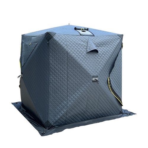 TENPLAY Portable Pop Up3-4 Person Ice Fishing Shelter,Fully Insulated Winter Ice Fishing Shanty,Sauna Tent with 3-Layer Thermal Hub,Windproof,Warm,All-weatherr,with CarryBag,Ice Anchors,Rain Cover