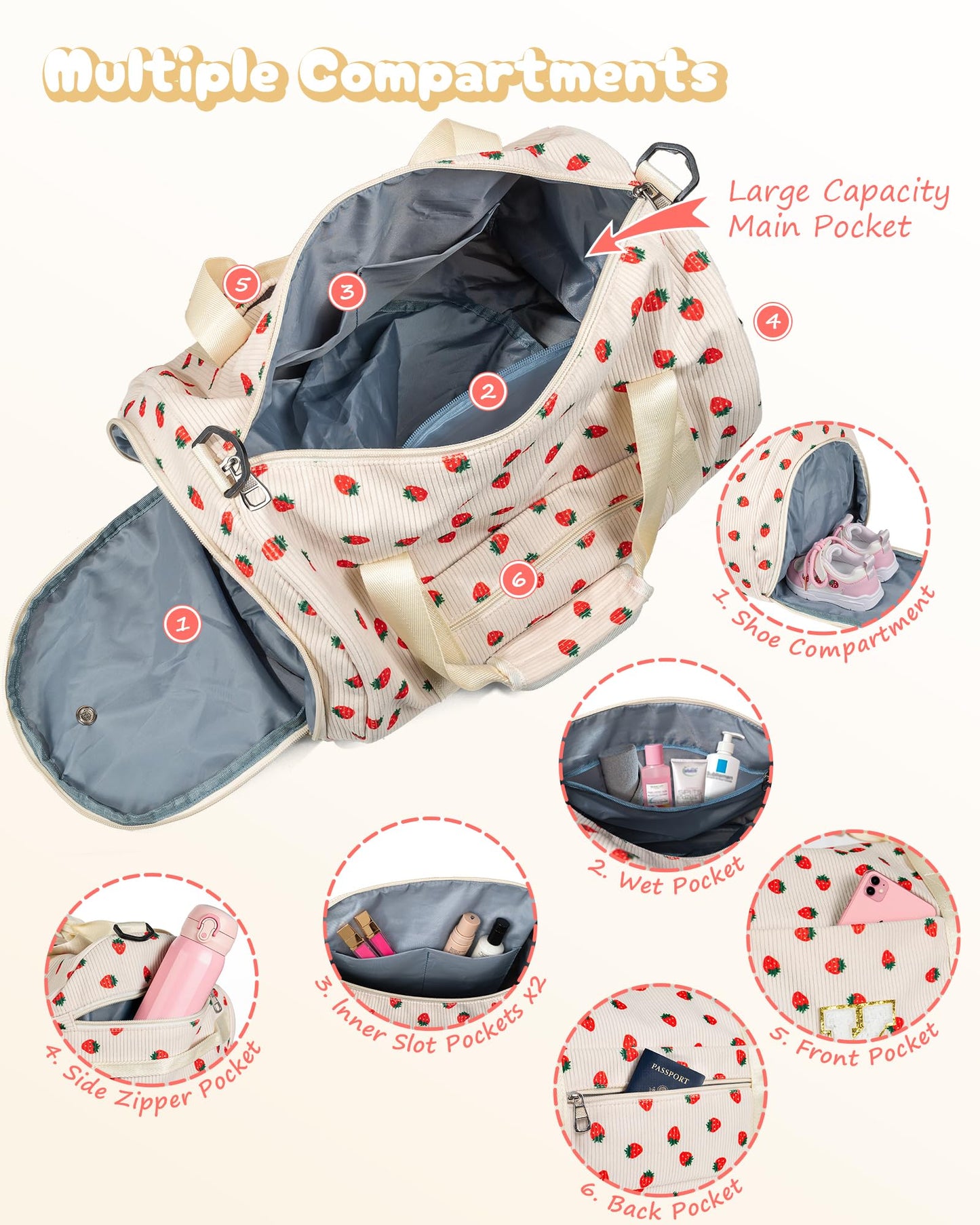 Vogewood Trendy Gifts for Grandkids, Girls Gym Bag, Kids Personalized Dance Bags with Shoe Compartment, Customized Travel Duffle with Toiletry Bag, Teen Girl Stuff (Letter S)