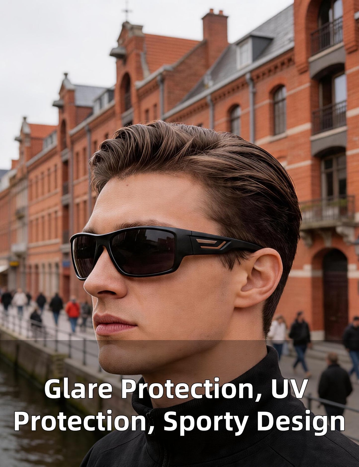 PUKCLAR Sports Polarized Sunglasses for Men Women Driving Sunglasses Cycling Running Fishing Goggles Unbreakable Frame