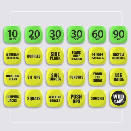 TidyFriend Exercise Dice, 6 Sided Foam Fun Workout Dice for Solo or Group Classes, Great Dynamic Exercise Equipment (Yellow)