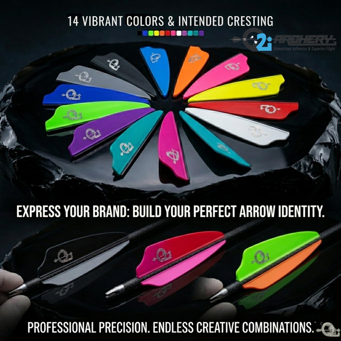 Q2i Fusion X-II | 3" | 36pk | Green High-Performance Arrow Fletching Vanes with Tri-Fusion Adhesion Technology for Target Archery