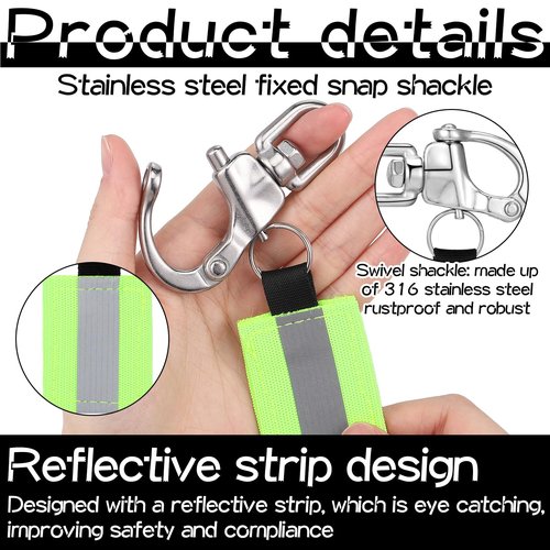 Quelay 4 Pcs Swivel Buckle Shackle Firefighter Reflective Zipper Puller Marine Sailboat Quick Release Stainless Steel Swivel Shackle for Sailboat Rigging SCBA Mask Halyard Emergency Buckle Jib Clip