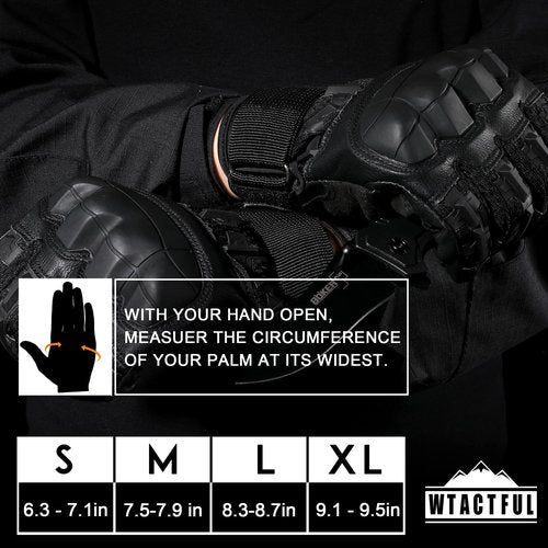 WTACTFUL Touch Screen Motorcycle Tactical Gloves for Men Airsoft Paintball Gear MTB Bike Cycling Cross-Country Motorbike ATV Hunting Hiking Riding Driving Work Outdoor Full Finger Gloves L Black