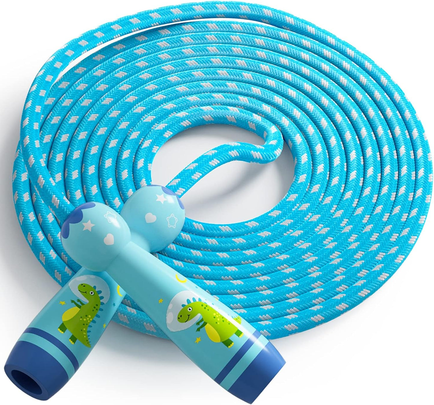 Jump Rope for Kids-Adjustable Cotton Braided Skipping Rope with Wooden Handle for Toddler Fitness Workout Exercise Outdoor Activity