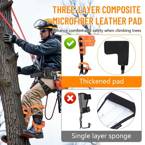 Xeoca Tree Climbing Spikes Set Tree Climbing Gear 1 Pair Alloy Steel Climbing Spurs 350lbs Load Capacity Arborist Equipment for Climbers, Fruit Picking and Lumberjack