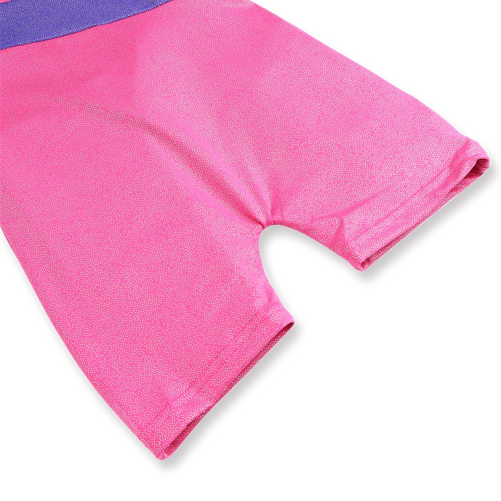 HOZIY Girls Gymnastics Leotards With Shorts Tumbling Outfits Size 8-9 Years Old Pink Sparkly Outfits