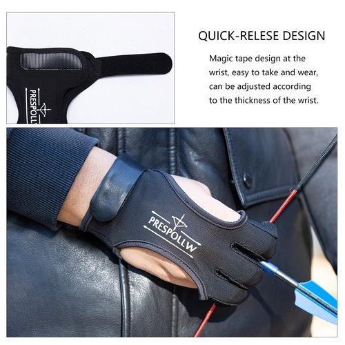 Prespollw Archery Glove Three-Finger Guard ??Protective Shooting Glove for Men & Women, Ideal for Recurve & Compound Bow Hunting and Target Practice (Large)