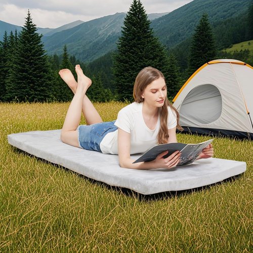 TokSay Memory Foam Camping Mattress - Portable Roll Up Sleeping Pad for Car, Tent, Cot & Floor - Waterproof, Comfortable & Compact with Travel Bag (Cot: 72X24)