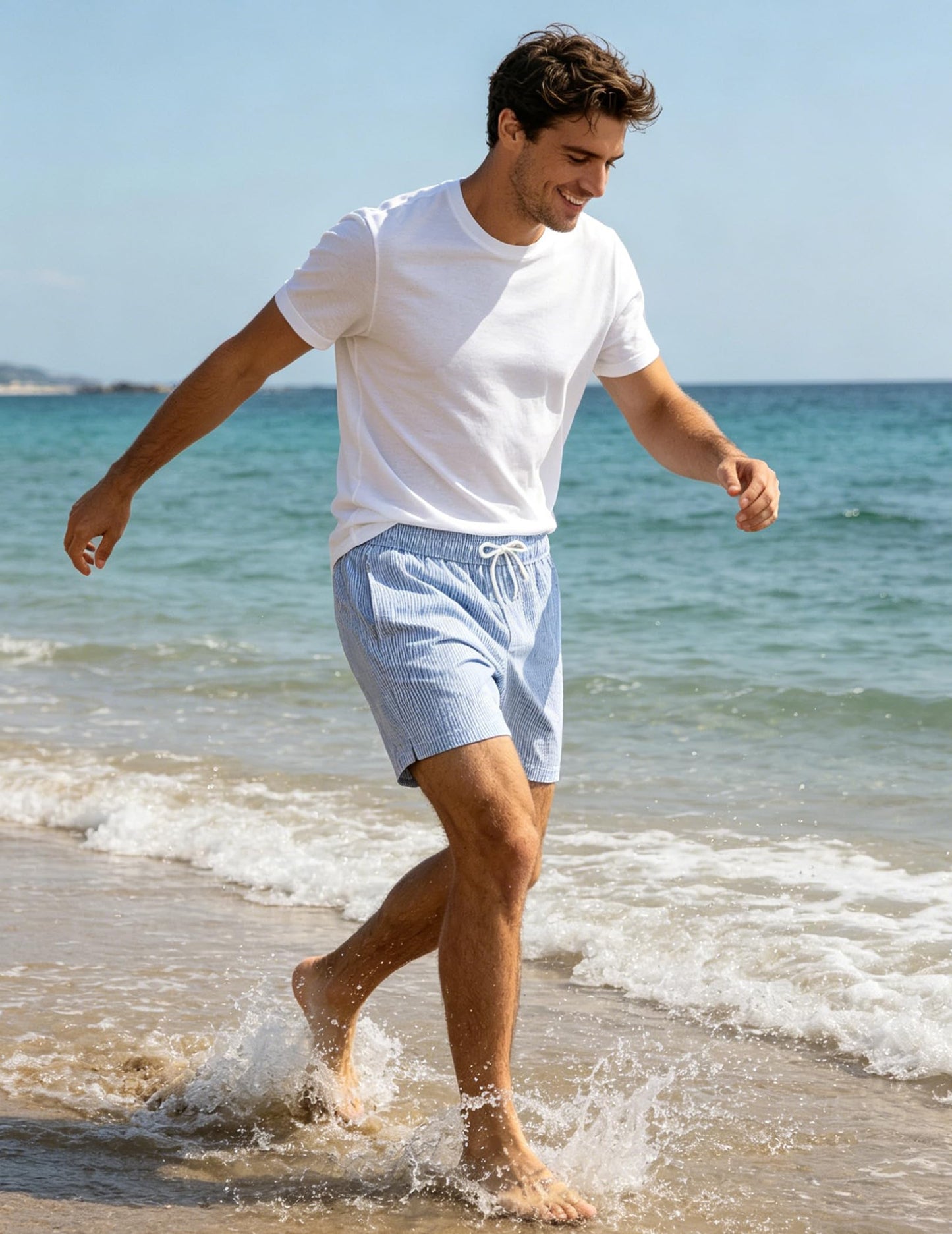 CoozySphere Mens Swim Trunks 5" Quick Dry Beach Shorts Stretch Swimming Trunks Shorts with Compression Lining Zip Pockets L