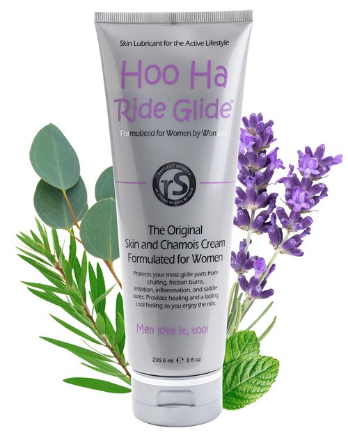 Hoo Ha Ride Glide Chamois Cream for Women & Men - Gentle Anti Chafing Formula with Lavender, Tea Tree Oil, Peppermint, & Eucalyptus Essential Oils - Ideal for Cycling, Running, Sports, & Workouts, 8oz