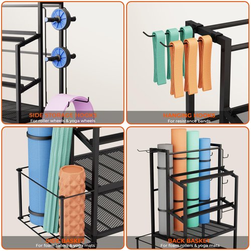 600LBS Dumbbell Rack Weight Stand - Bonvork Adjustable Weight Rack for Dumbbells, Home Gym Storage Rack for Yoga Mat Foam Roller Kettlebells, Workout Equipment Storage Organizer With Wheels