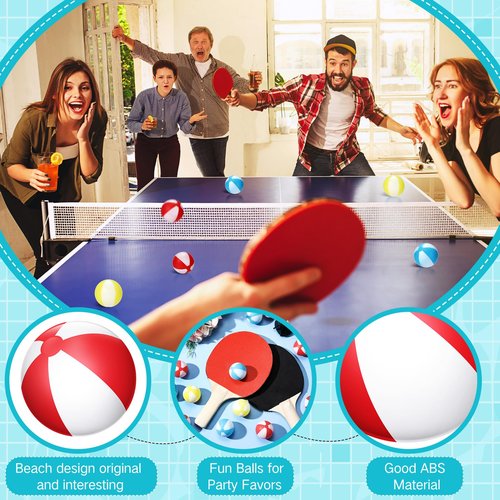 Soulchen 24 Pcs Beach Table Tennis Balls 40mm Summer Plastic Balls Bulk Novelty Fun Accessories for Pool Beach Theme Party Birthday Table Tennis Gift