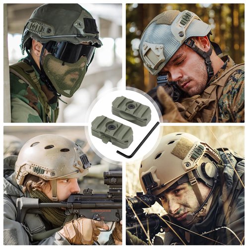 Qavctw 2 Pack Fast Helmet Side Rails Adapter Mount Kit 360 Degrees Rotation Headset Rail Accessories for 19mm Tactical Helmets