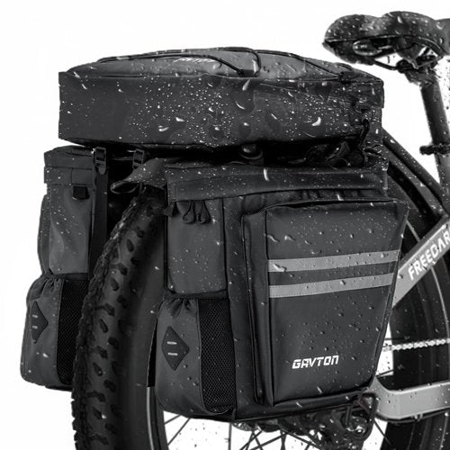 GAVTON 3-in-1 Waterproof Bike Pannier Bag Set 40L Detachable Bicycle Saddle Bag Backpack with Adjustable Shoulder Strap Heavy-Duty Polyester for Commuting Touring Cycling Accessories
