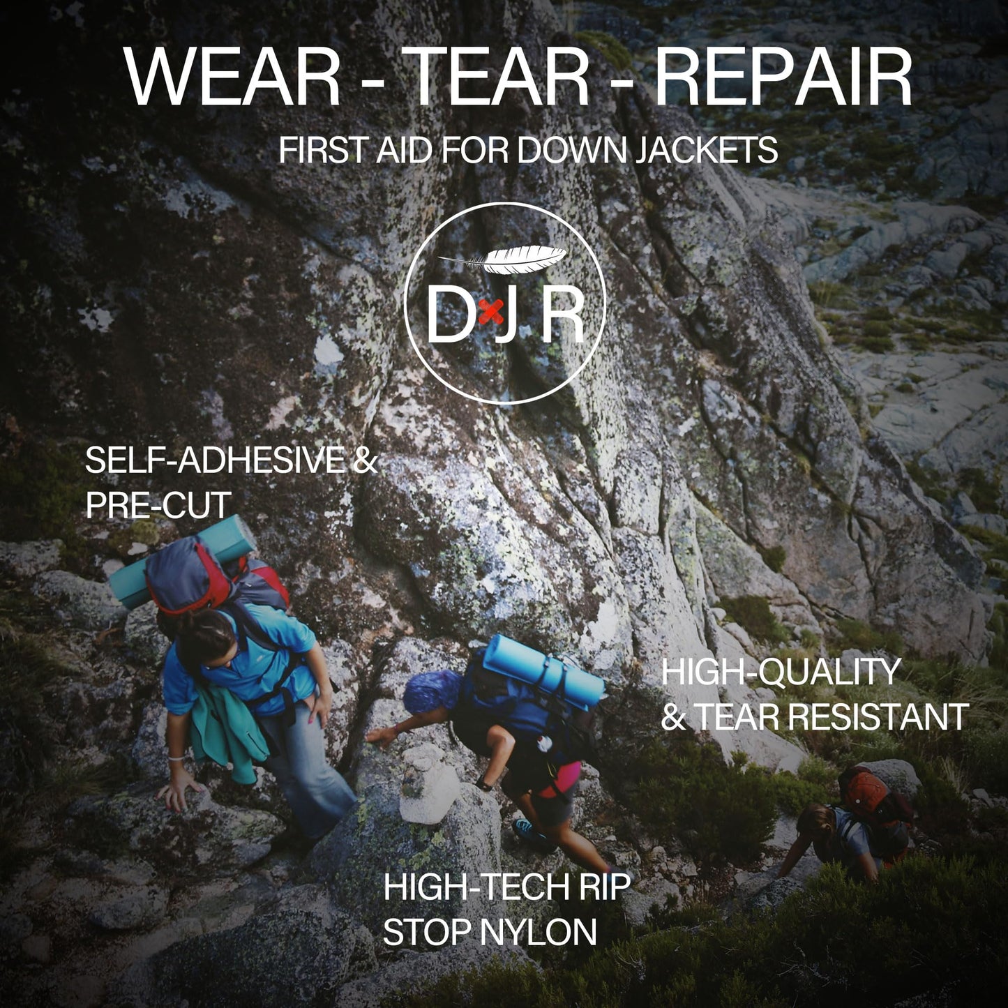 Down Jacket Repair Patches - Self-Adhesive Down Jacket Repair Patches | Waterproof, Tear-Resistant, Pre-Cut Patches | 7-Piece Set for Outdoor Gear, Sleeping Bags & Tents - Dark Gray