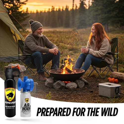 Guard Dog Security Pepper Spray Self Defense and Air Horn, Maximum Strength Self Defense Tool with UV dye and Loud Air Horn for Outdoor and Personal Safety