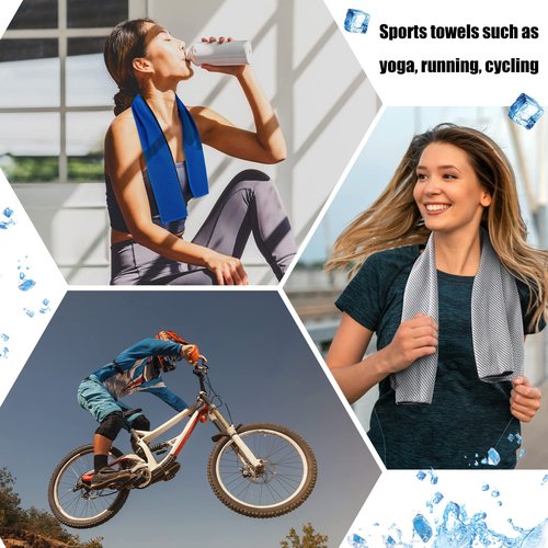 BBTO 100 Count Cooling Towel - Microfiber Cold Sports Sweat Rags Neck & Face Breathable Ice Chilly Towel for Gym Yoga Golf Workout Beach Accessories(Blue Gray,32 x 12 Inch)