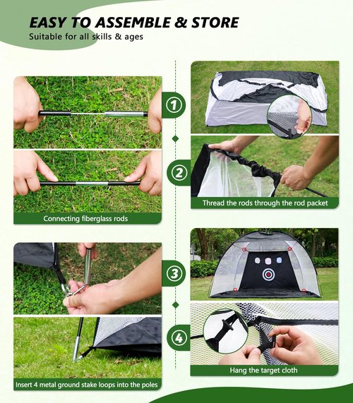 Golf Net: 10x7ft Golf Hitting Practice Net for Indoor & Outdoor Use with Heavy-Duty Base Dual-Turf Mat, Chipping Swing Training Mult-Target Nets for Backyard Driving, Gifts for Men Dad Husband Golfers