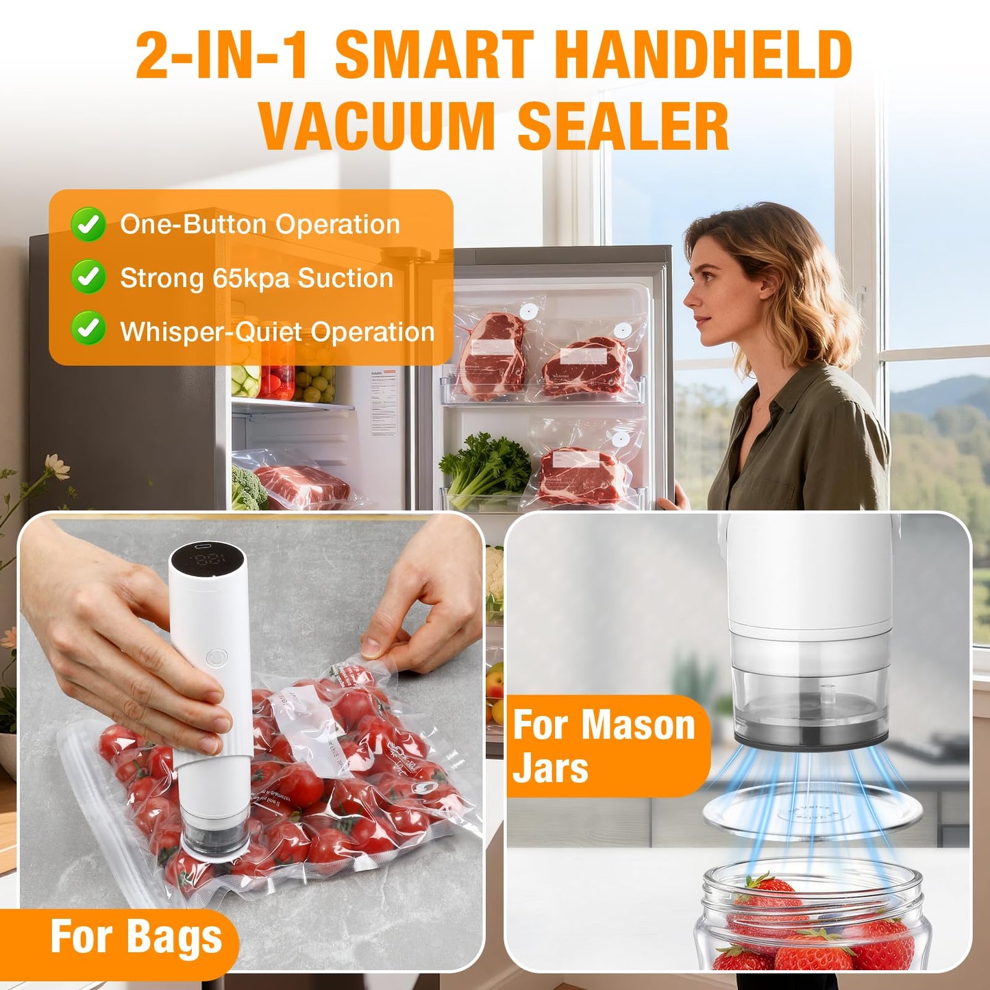 GURITHE Compact Vacuum Sealer for Food, Handheld Vacuum Sealer Machine with 30 Reusable Bags, Portable Automatic Food Sealer for Freezer Storage, Travel, Camping