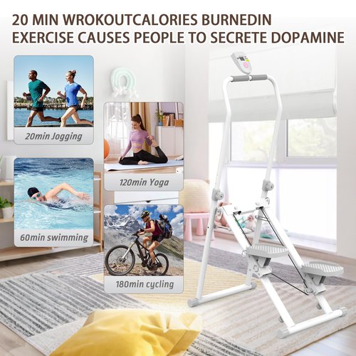 Stair Stepper for Home Gym, Foldable Version Vertical Climber Machine for Full-Body Workout, Full-Body Cardio Workout Equipment with Adjustable Handlebar & Pedals 300LBS Capacity