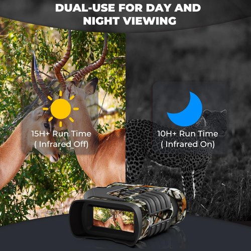 WOSPORTS 4K Night Vision Goggles– 10X Optical & 8X Digital Zoom, 1300FT Infrared Range, Rechargeable 5000mAh Battery, IPX Waterproof, Ideal for Camping – Camo