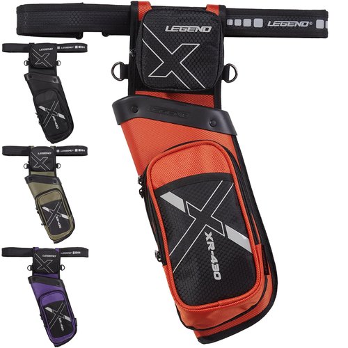 Legend XR430 Hip Quiver for Arrows - Premium Arrow Quiver with Removable Release Pocket, Durable Archery Quiver with Storage Compartment for Accessories & Tools, Arrow Holder - Orange