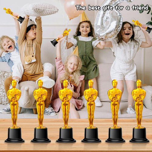 COJOSQC 6PCS Mini Plastic Trophy Award, Hollywood Theme Party Decorations, for contests and Parties Such as Dances, Golf, Movies, Employee Appreciation, Basketball Themes. Small Trophies.