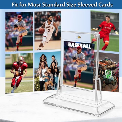 VAFOFO 1 Count Magnetic Card Holder for Trading Cards, 35PT Acrylic Baseball Card Holders with 1 Card Stand Hard Plastic Card Protectors for MTG Cards
