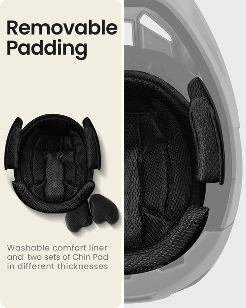OutdoorMaster Full Face Mountain Bike Helmet for Men & Women-Two Removable Chin Pad Mountain Bike Helmet Grizzly, Ventilation Lightweight Racing Downhill DH BMX MTB Helmet (Pearl White, Large)