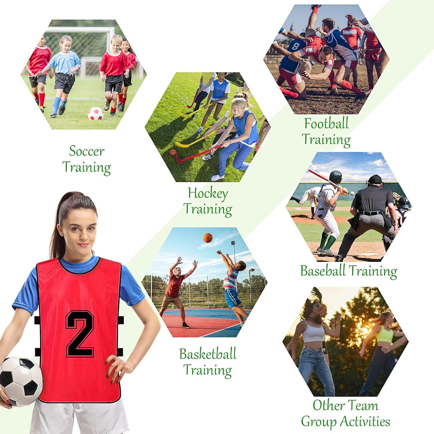 24Pcs Scrimmage Training Vest, Soccer Team Practice Vest Team Vest with Numbers, Team Sports Practice Pennys Basketball Football Jerseys with Belt for Men Adult Youth