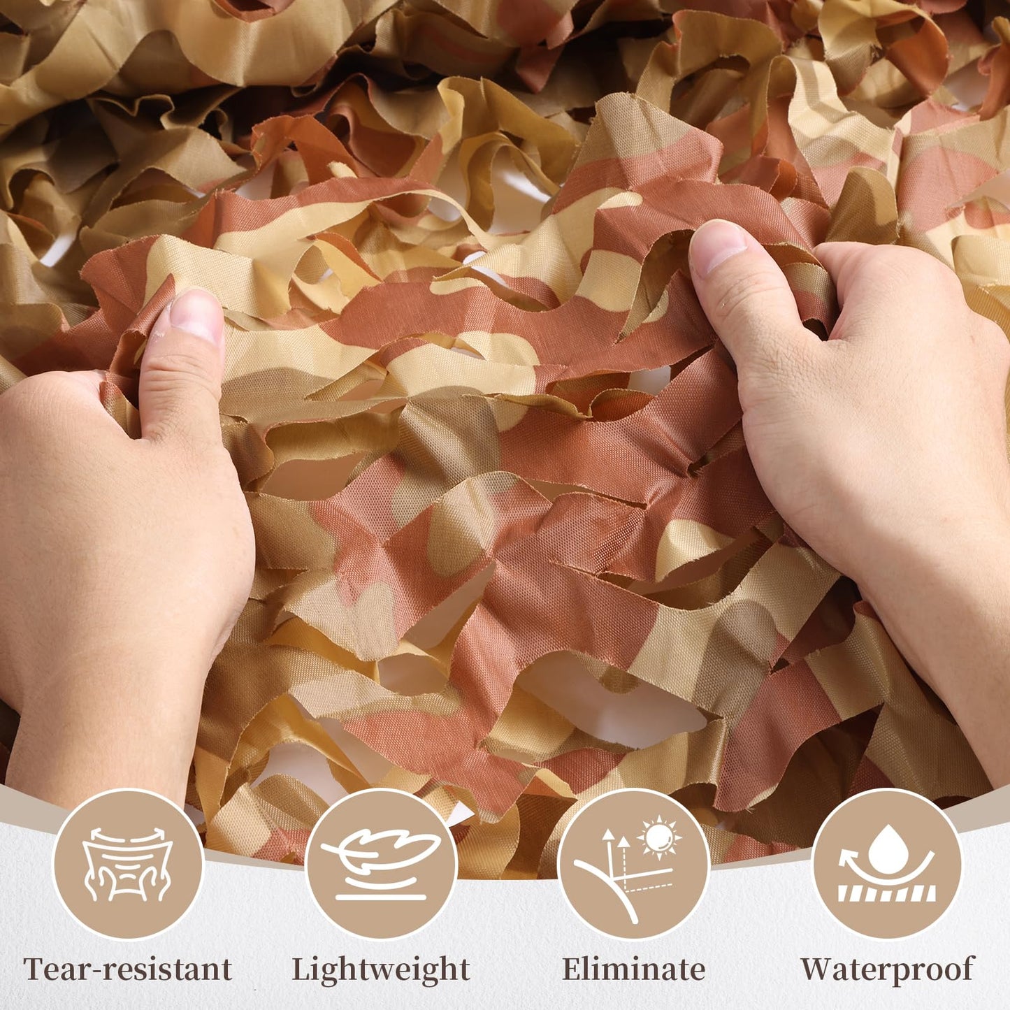 Yeacool Camo Netting Camouflage Netting Bulk Roll Camo Tarp Sunshade Net for Decoration Hunting Blind Photography Dinosaur Birthday Theme Party Decor (Desert, 49.2ftx4.9ft, 15m*1.5m)