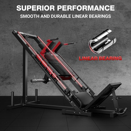 Leg Press Hack Squat Machine, Leg Machine for Home Gym with Linear Bearing, L11 Professional Adjustable Leg Exercise Machine, Lower Body Special, Leg Machine (Red